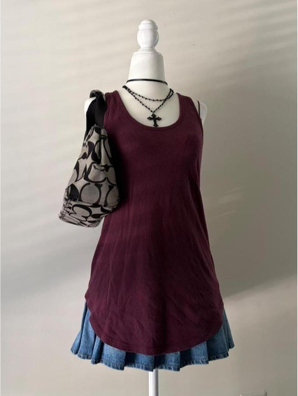 Y2K Victoria’s Secret PINK Burgundy Racerback Tank Top Soft Grunge